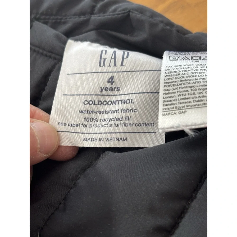 Gap‎ Boys Reversible Black Dinosaur Camouflage Puffer Jacket Cold Control Sz 4